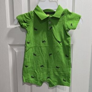 Carter's Green Baby Romper with Motorcycle print Baby Size 9M